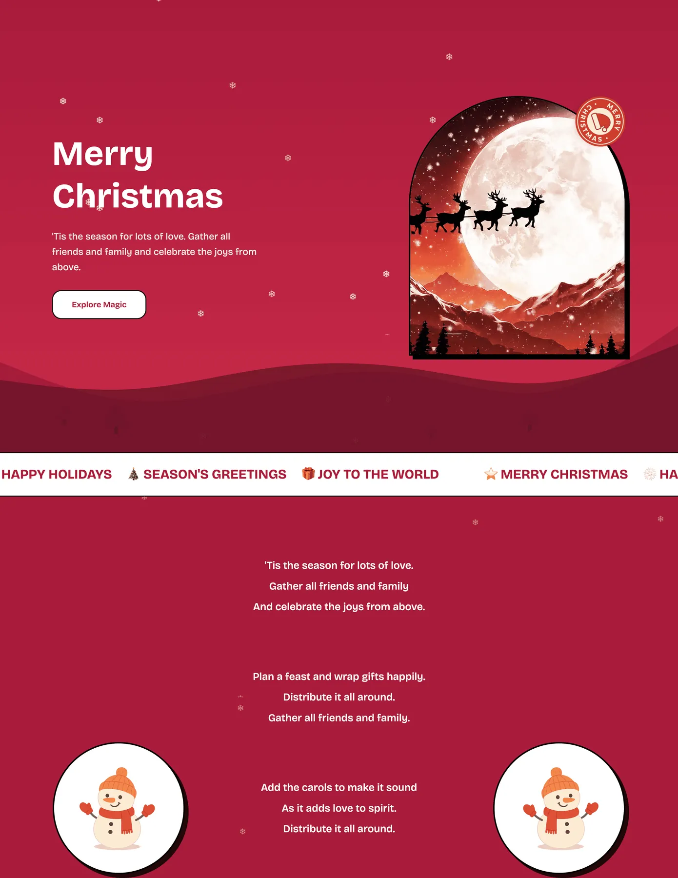 cartoon christmas message card website template web preview screenshot