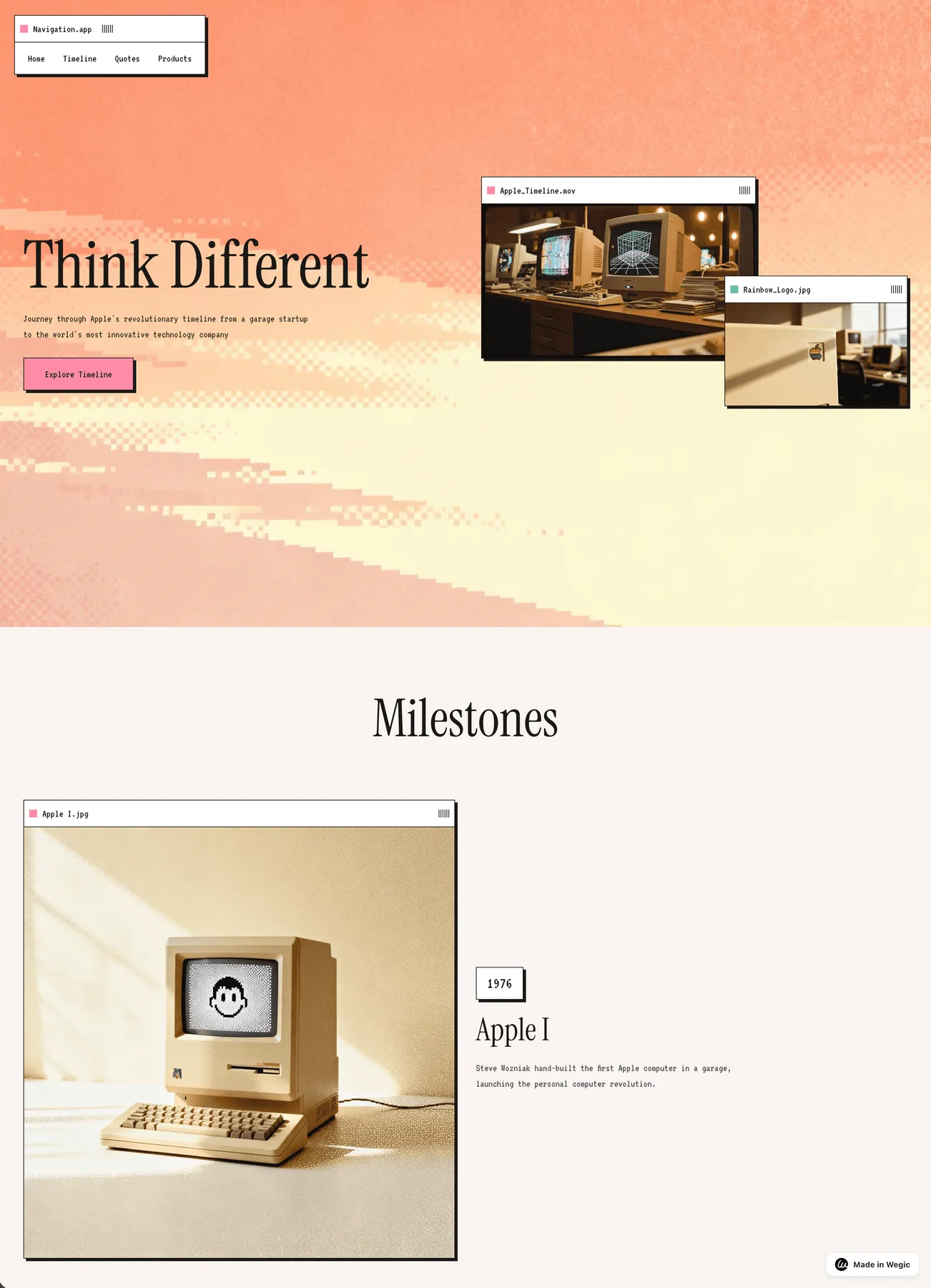 cartoon illustrative milestone showcase website template web preview screenshot