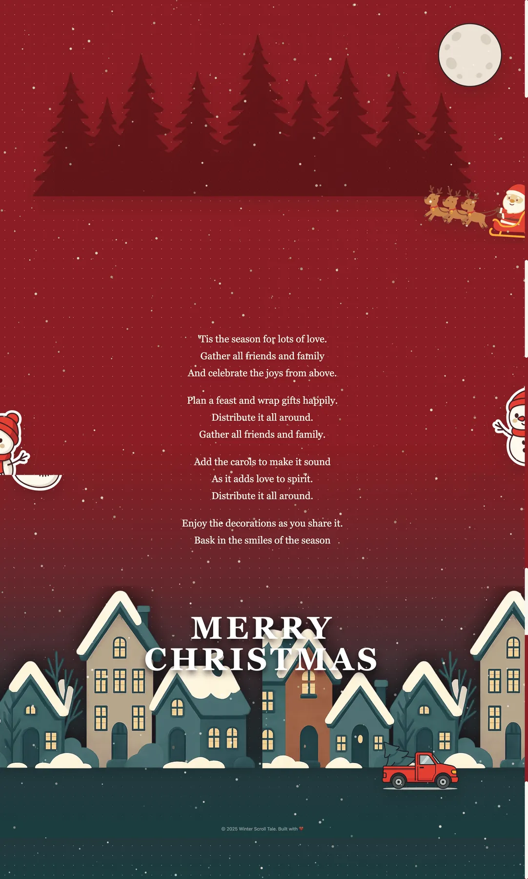 festive red christmas greeting card website template web preview screenshot