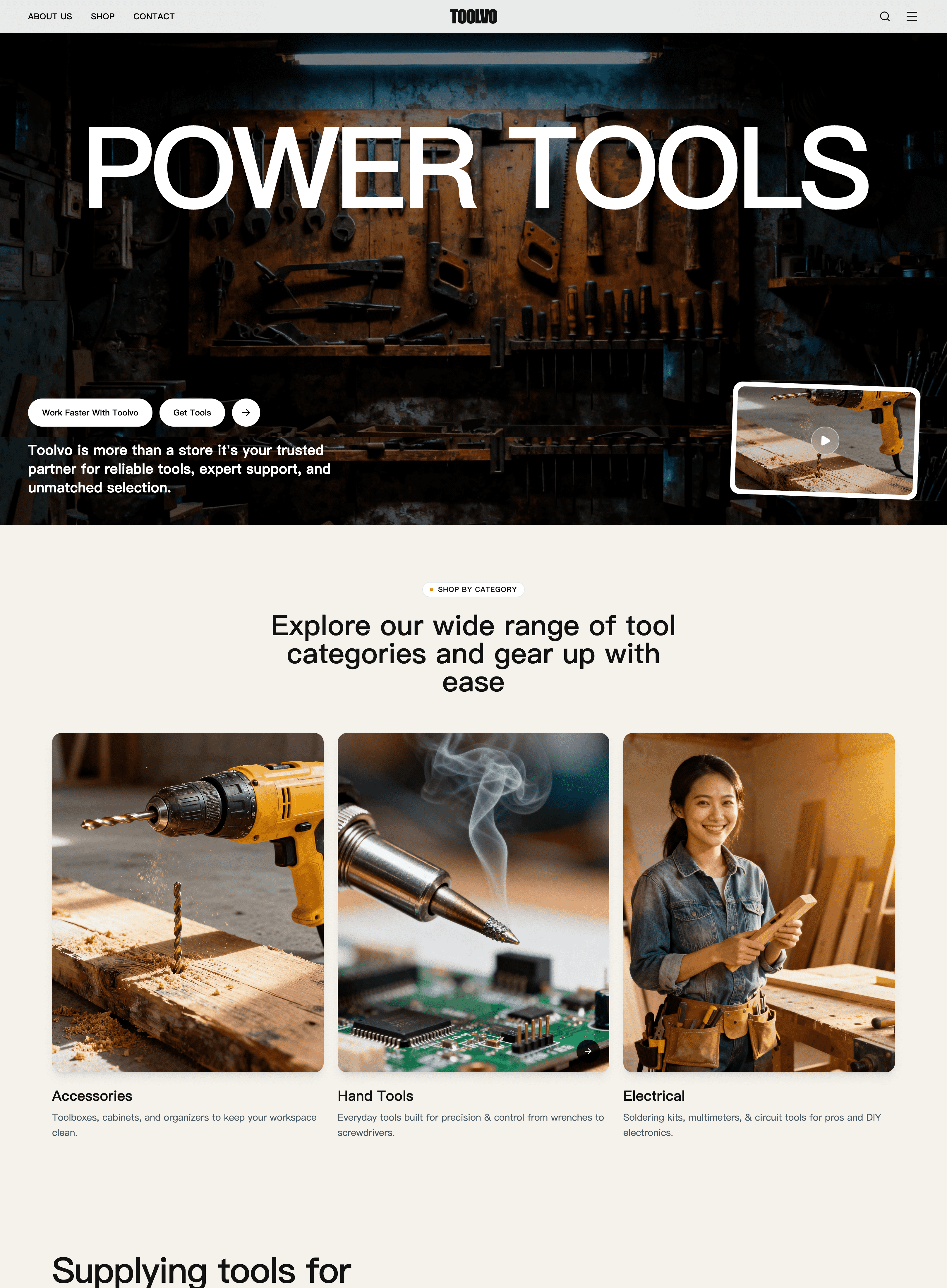 dark industrial tools hardware business website template web preview screenshot