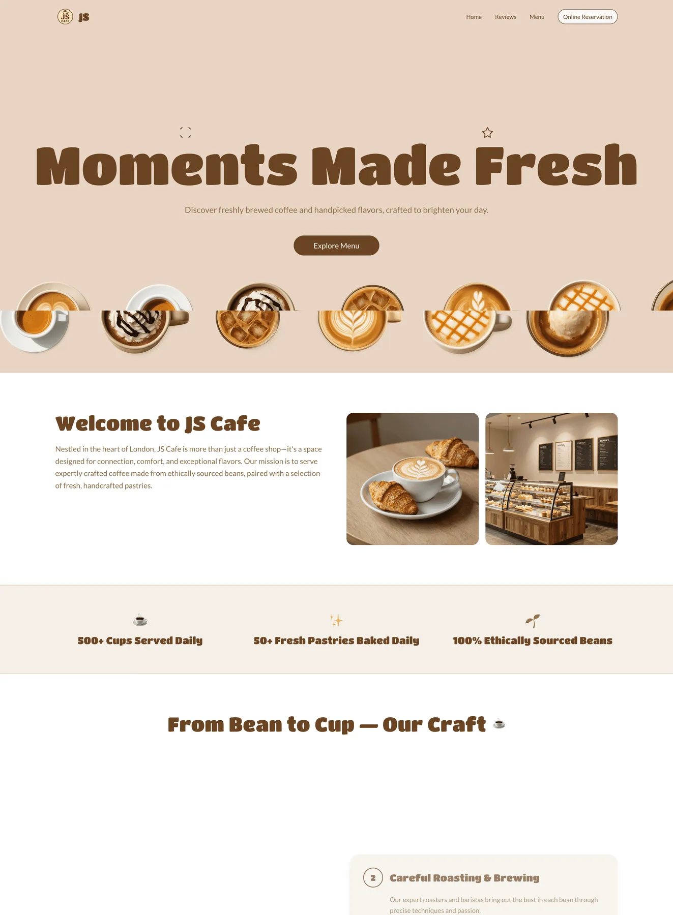 roasted mocha coffee shop official website template web preview screenshot