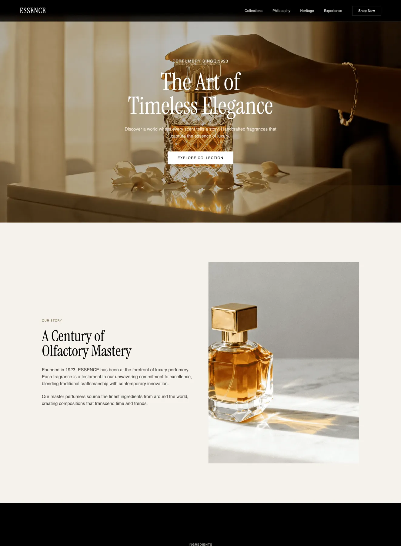 deep velvet luxury perfume brand website template web preview screenshot